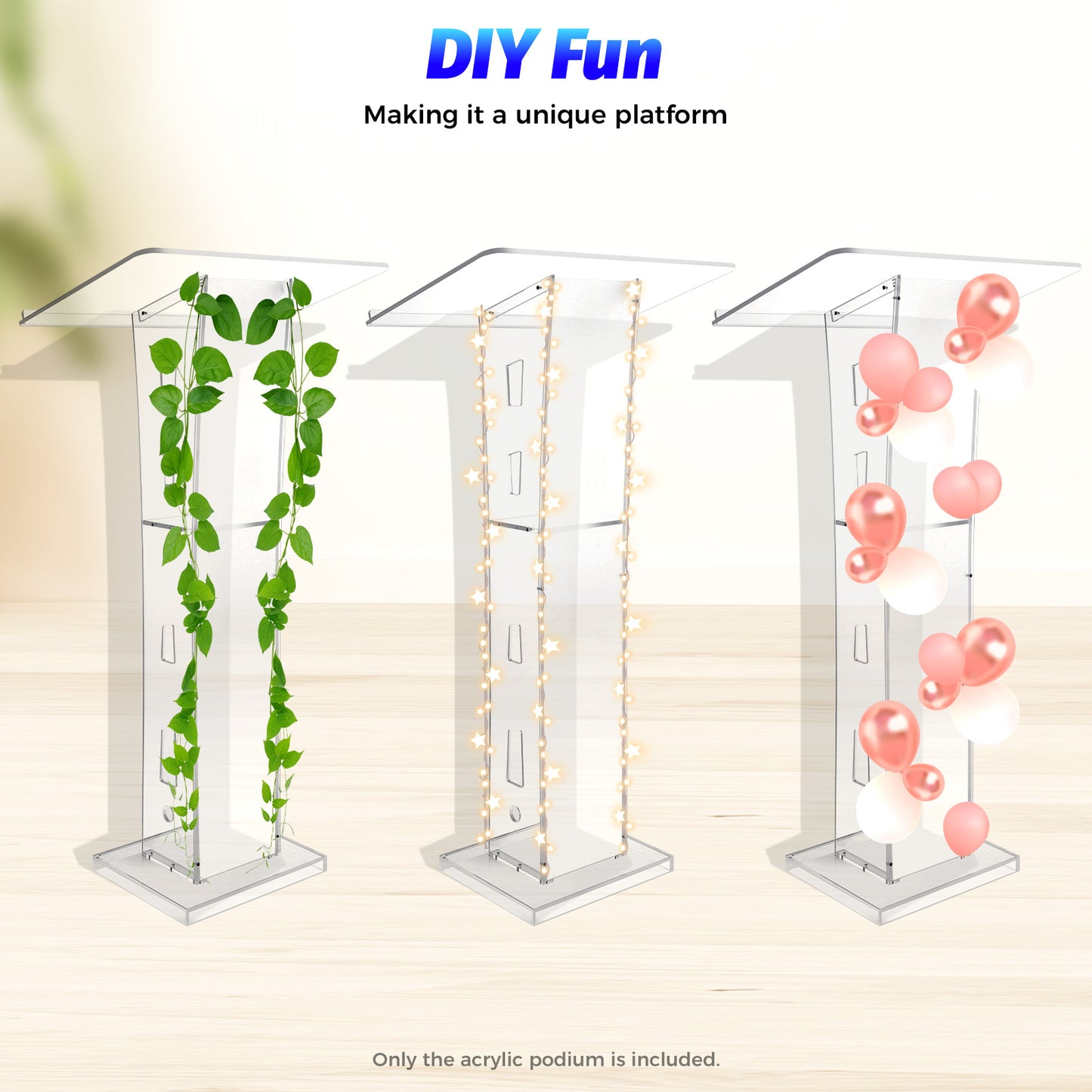Acrylic Podium – Spreekgestoelte – Lectern – Presentatiepult – Standaard – Lichtgewicht & Stevig – 110cm Hoog Met Opbergplateau