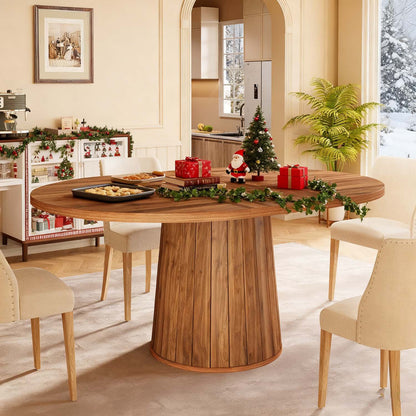 Eettafel – Tafel – Dinertafel – Keukentafel – Eetkamertafel – Ovaal Model – Geschikt Voor 6 Personen – Robuust Gefineerd Hout Bruin