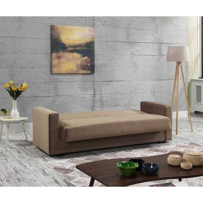 3-Seater Adda Sofa Bed, Linear Storage Sofa with 2 Cushions, Click-Clack Opening Fabric Living Room Sofa, 214x81x89 cm, Available in 2 Colors