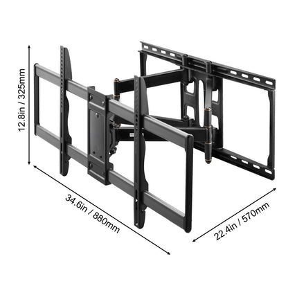TV Beugel – TV Muurbeugel – Wandbeugel – Ophangbeugel – Bevestigingsbeugel – Volledig Verstelbaar – Carbon Staal Tot 75 KG – 37-90 Inch – VESA 600x400