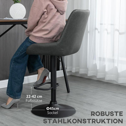 Barstoel Verstelbaar – Barkruk – Barstoelen – Keukenstoel – Hoge Stoel – Met Voetsteun – Donkergrijs Zwart – Hoogwaardig Hardhout Metaal – Comfortabel Ergonomisch