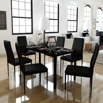 Gestoffeerde Eetkamerstoelen Set 6 – Eetkamerstoelen – Keukenstoelen – Stoelen Zonder Armleuning – Design Stoelen – Kunstleren Bekleding – Ergonomische Hoge Rug – Zacht Gevulde Zitting