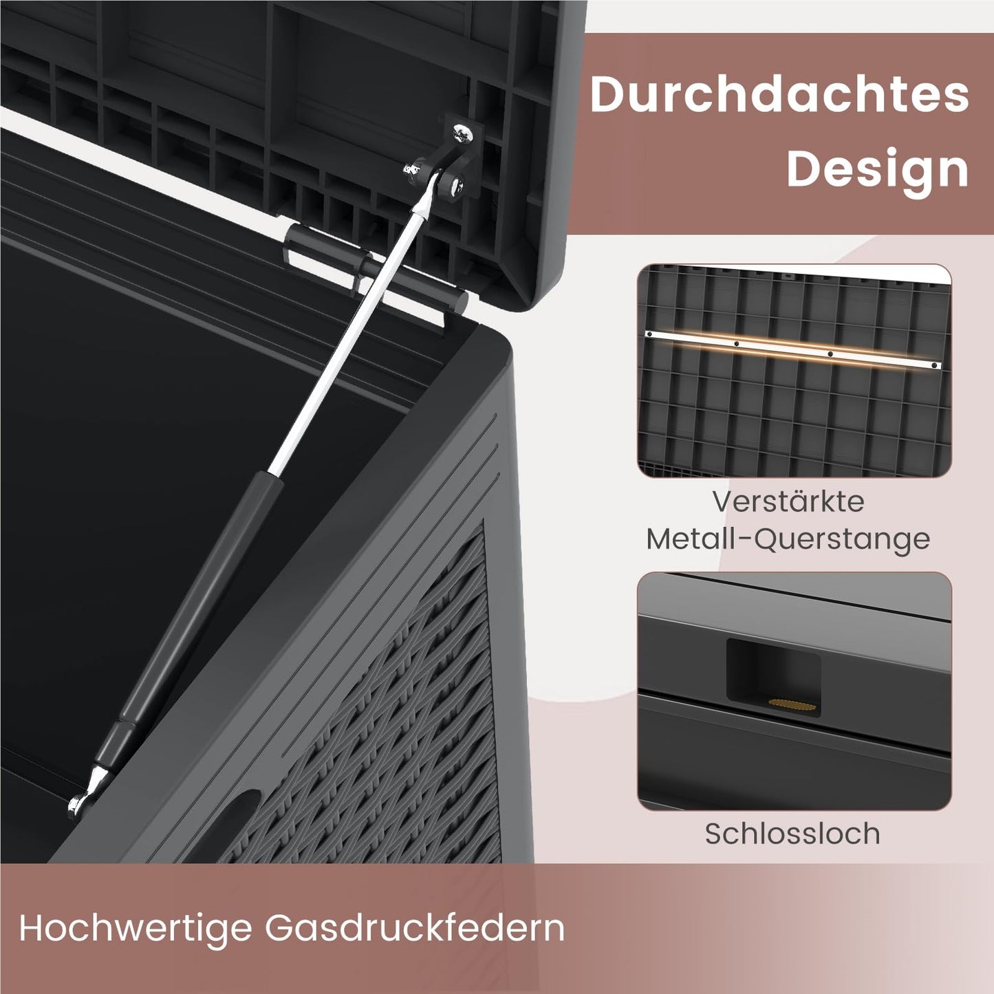 Opbergkist Buiten – Tuinbox – Opbergbox – Opbergkist Balkon – Opbergbank – 380 Liter – Weerbestendig Met Wieltjes