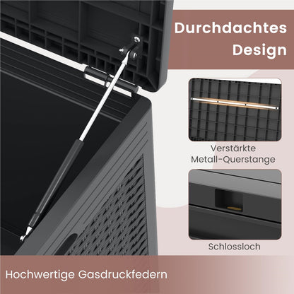 Opbergkist Buiten – Tuinbox – Opbergbox – Opbergkist Balkon – Opbergbank – 380 Liter – Weerbestendig Met Wieltjes