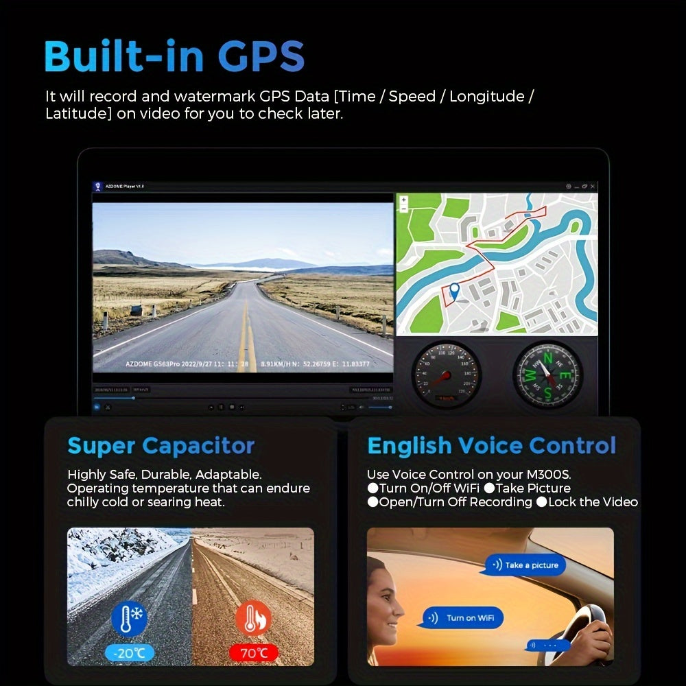 Dashcam – Autocamera – Dashboardcamera – Camera voor Auto – Dual Cam – 4K Ultra HD – 3-Kanaals Met IR Nachtzicht – 6,1cm IPS Scherm