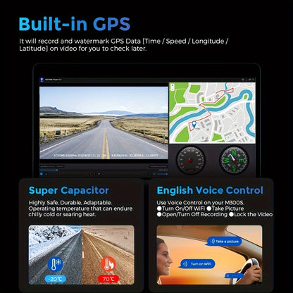 Dashcam – Autocamera – Dashboardcamera – Camera voor Auto – Dual Cam – 4K Ultra HD – 3-Kanaals Met IR Nachtzicht – 6,1cm IPS Scherm