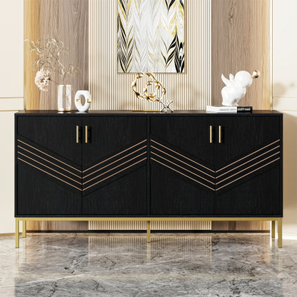 Dressoir – Opbergkast – Sideboard – Buffetkast – Kast – Modern Design – MDF Met Metalen Poten – Vier Deuren Met Verstelbare Planken