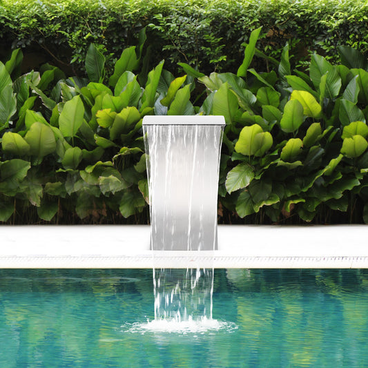 Zwembadfontein – Waterval Fontein – Vijverfontein – Tuinfontein – Waterornament – Roestvrij Staal – Burr-Free Oppervlak – Schroefdraadverbinding 30x60 cm