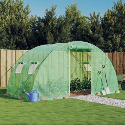 Kweekkas – Tuinkas – Glazen Kas – Groentekas – Serre – Groen Stalen Frame – 8 m² – 4x2x2 Meter Hoogwaardige Constructie
