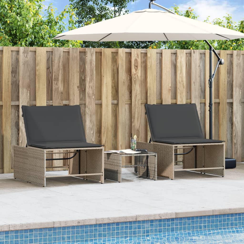 Lounge Set – Buitenmeubels – Tuinmeubilair – Ligbed - Balkon Set – Ligstoelen - 2-Delige Set – PE-Rattan – Verstelbare Rugleuning