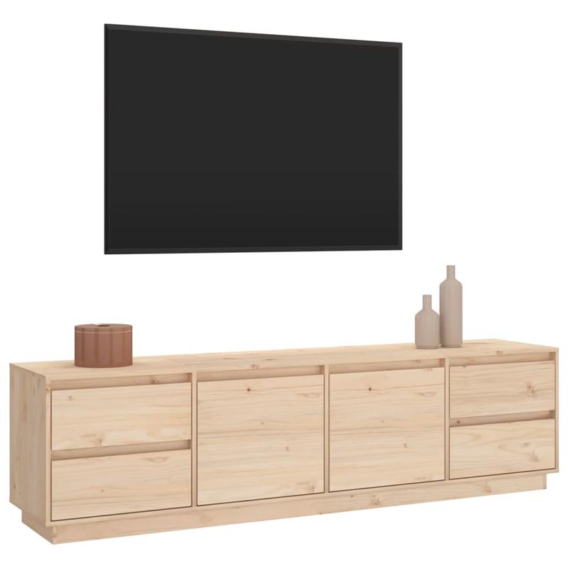 Mid-Century Modern Farmhouse-Style TV Stand for Living Room, Entertainment Center with Ample Storage, Solid Pine Wood, 176x37.5x47.5 cm, Perfect for Kitchen and Living Room
