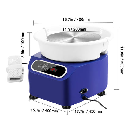 Pottenbakkersschijf – Draaischijf – Keramiek Wiel – Keramiek Draaischijf – Pottenbak Wiel – 28 cm Werkoppervlak – 350W Directe Aandrijving