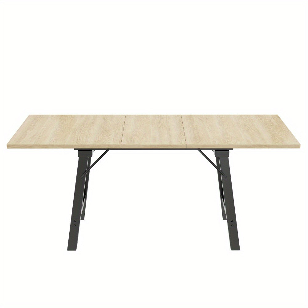 Wooden Telescopic Dining Table 140*180*80Cm, Telescopic Length Up to 180 Cm, Dining Table in Natural Color, Modern, Simple Style, High Strength Alloy Support, Suitable for 4-6 People