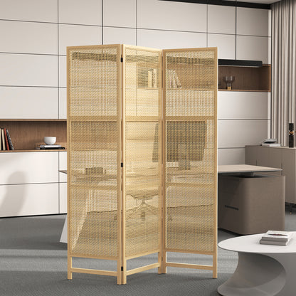 Kamerscherm – Roomdivider – Scheidingswand – Ruimteverdeler – Room Screen – Natuurlijke 3-Delige Kamerscherm – 180 cm Breed – Handgeweven Design – Inklapbaar & Vrijstaand