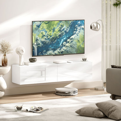 Tv-kast – Tv-meubel – TV-standaard – Mediameubel – Wit – Geschikt voor 75 inch – 3 Open Vakken en 3 Lades – Spaanplaat