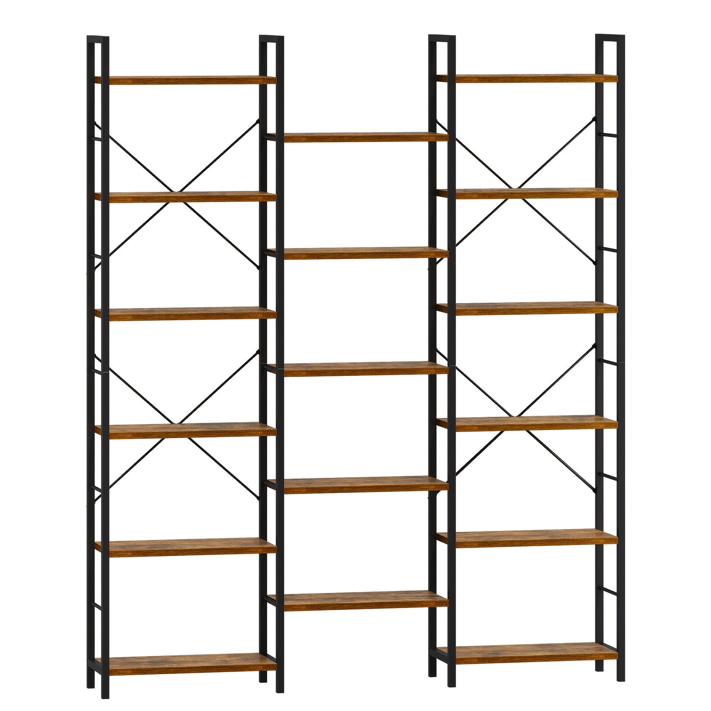 Boekenkast – Boekenrek – Opbergkast – Vakkenkast – Wandkast – 17 Verstelbare Planken – Stevig Metaalframe Rustiek Bruin