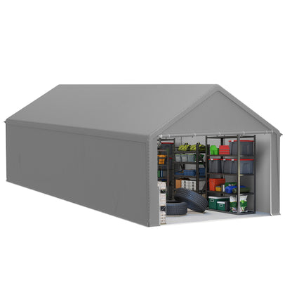 Opvouwbare Opslagtent – Tuinkantoor – Garage Tent – Feesttent – Buitenschuur – 4x6 Meter – Stevig Gegalvaniseerd Staal – Rolluiken Met Rits