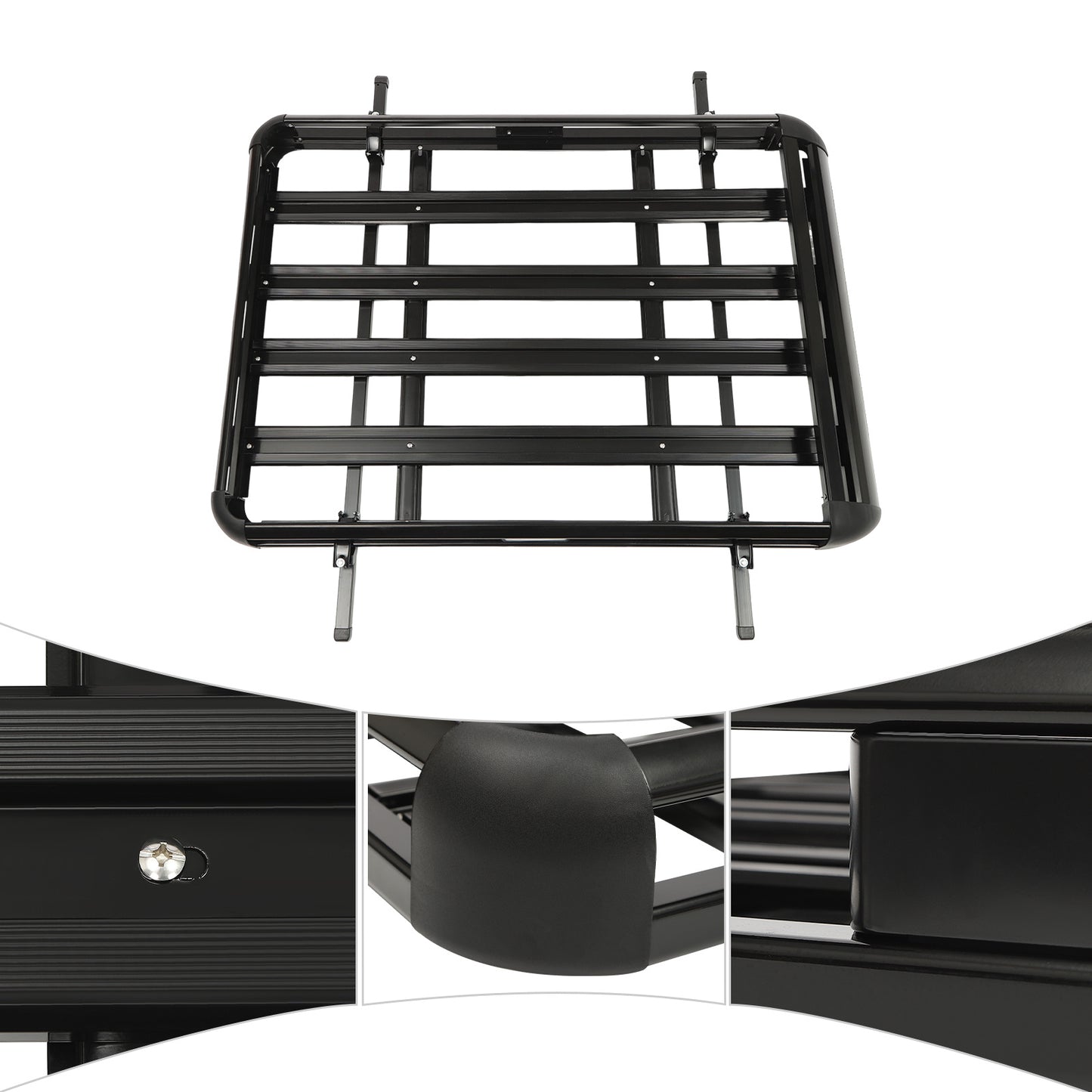 Universele Dakdrager Auto – Dakkoffer Drager – Bagagerek Roofrack – Luggage Carrier – Zwart Aluminium – 140x100 cm – Geschikt Voor SUV Met Bouwdak – Belastbaar Tot 150 kg