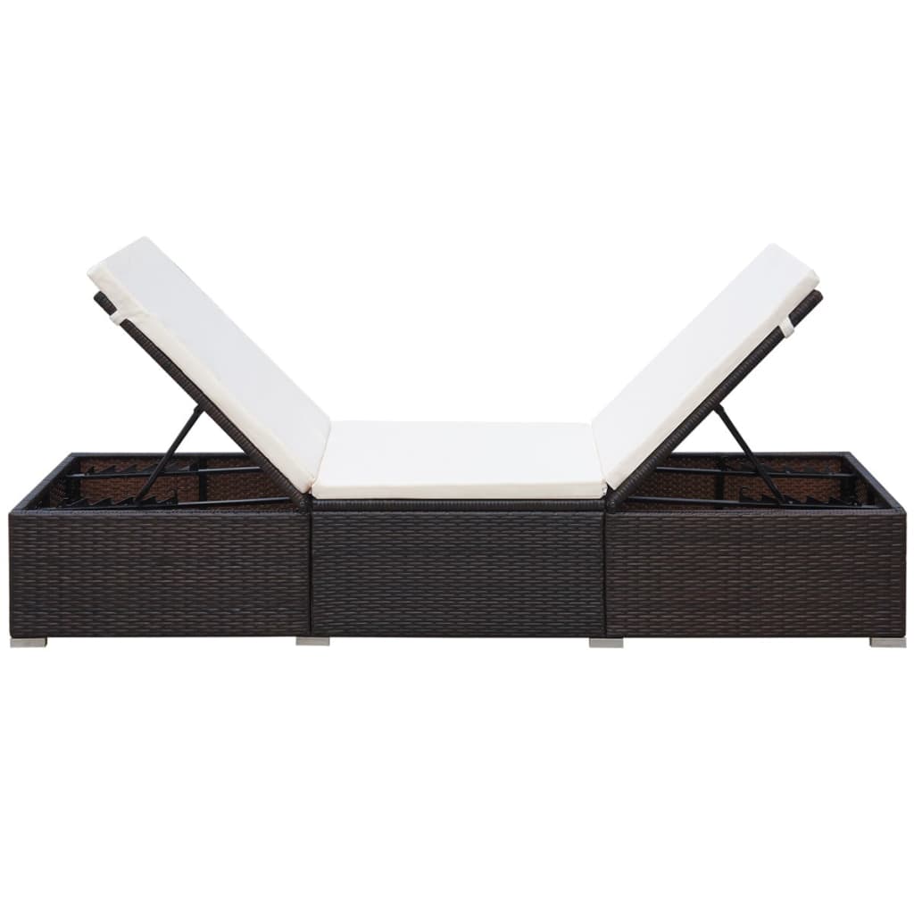 Poly Rattan Loungebank – Tuinbank – Ligbed - Loungeset – Ligstoel - Outdoor Bank – Instelbaar – Waterbestendig PE Rattan – Gepoedercoat Stalen Frame