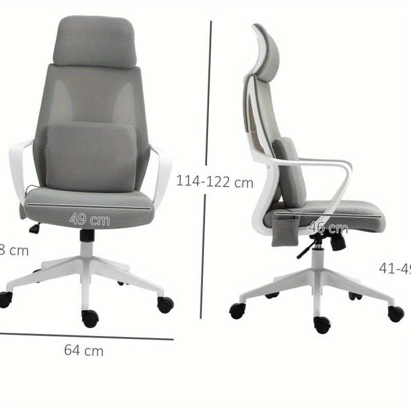Ergonomische Bureaustoel – Comfortstoel – Kantoorstoel – Studiebureaustoel – Draaistoel – Grijs – 5-Punt Massagefunctie – Verstelbare Zithoogte