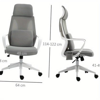 Ergonomische Bureaustoel – Comfortstoel – Kantoorstoel – Studiebureaustoel – Draaistoel – Grijs – 5-Punt Massagefunctie – Verstelbare Zithoogte