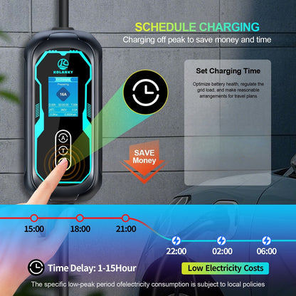 11 kW EV-lader – Elektrische Auto Oplader – Type 2 Laadpaal – Mobiele EV Charger – Snel Opladen – 16A 3-Fase 220-240V – Draagbaar Met EU-Stekker – Wandmontage Mogelijk