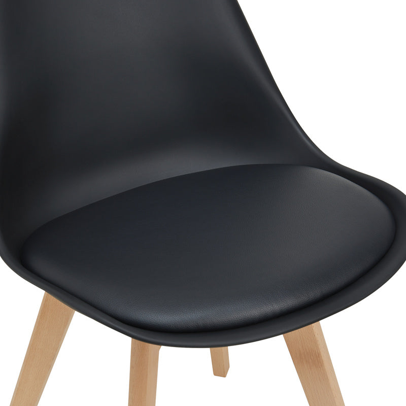Eetkamerstoel – Stoel – Keukenstoel – Zwarte Stoel – Stoelset 6 Stuks – PU Kunstleer – Massief Beukenhout – 81x49x57 cm – Zithoogte 45 cm