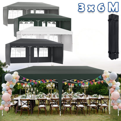 Partytent – Pop-up Tent – Paviljoen – Feesttent – Tuintent – 3x6 Meter – Verstelbare Hoogte – Waterafstotend 210D Oxford Polyester – Stevig Stalen Frame