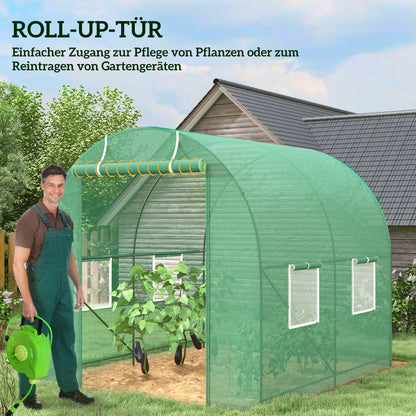 Kas – Tuinkas – Groentekas – Plantentunnel – Kweekkas – Groen – 245x200x198 CM – Gegalvaniseerd Stalen Frame Met PE Folie