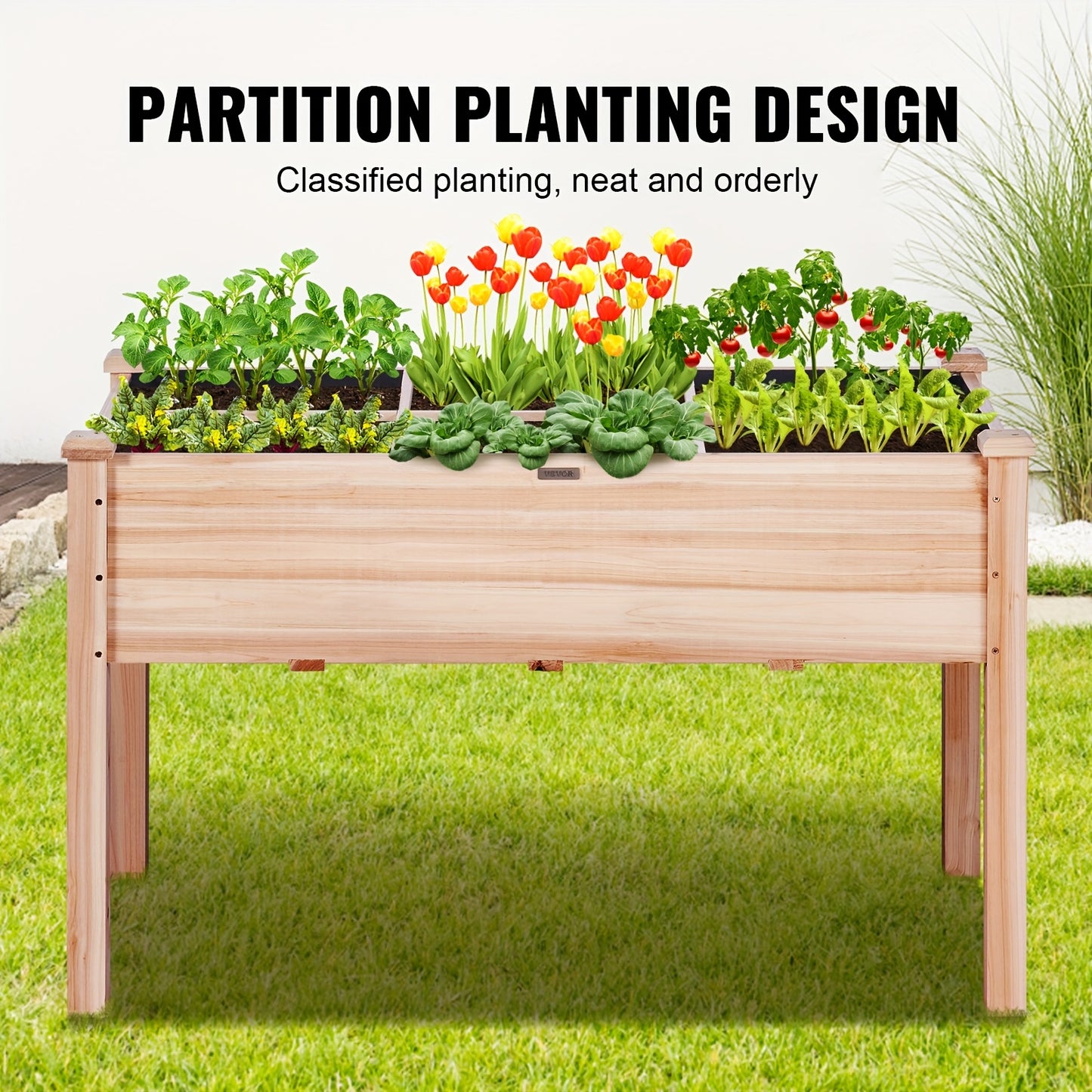 Verhoogd Tuinbed – Plantenbak – Moestuinbak – Kruidenbak – Bloemenvak – Natuurlijk Cederhout – 86x46x76 cm Hoog – Inclusief Accessoires