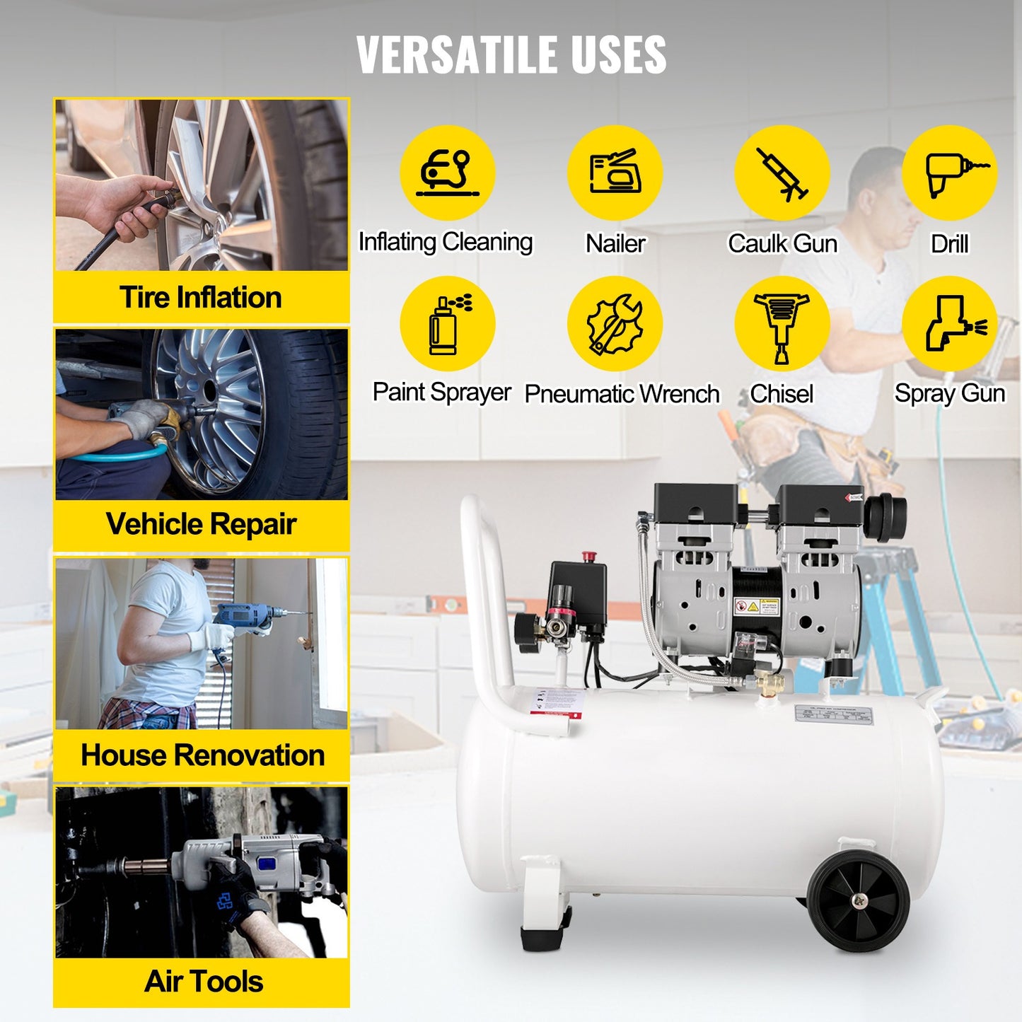 Luchtcompressor – Compressor – Luchtpomp – Aircompressor – 50 Liter Tank – 1PK Koperen Motor – Stil En Energiezuinig