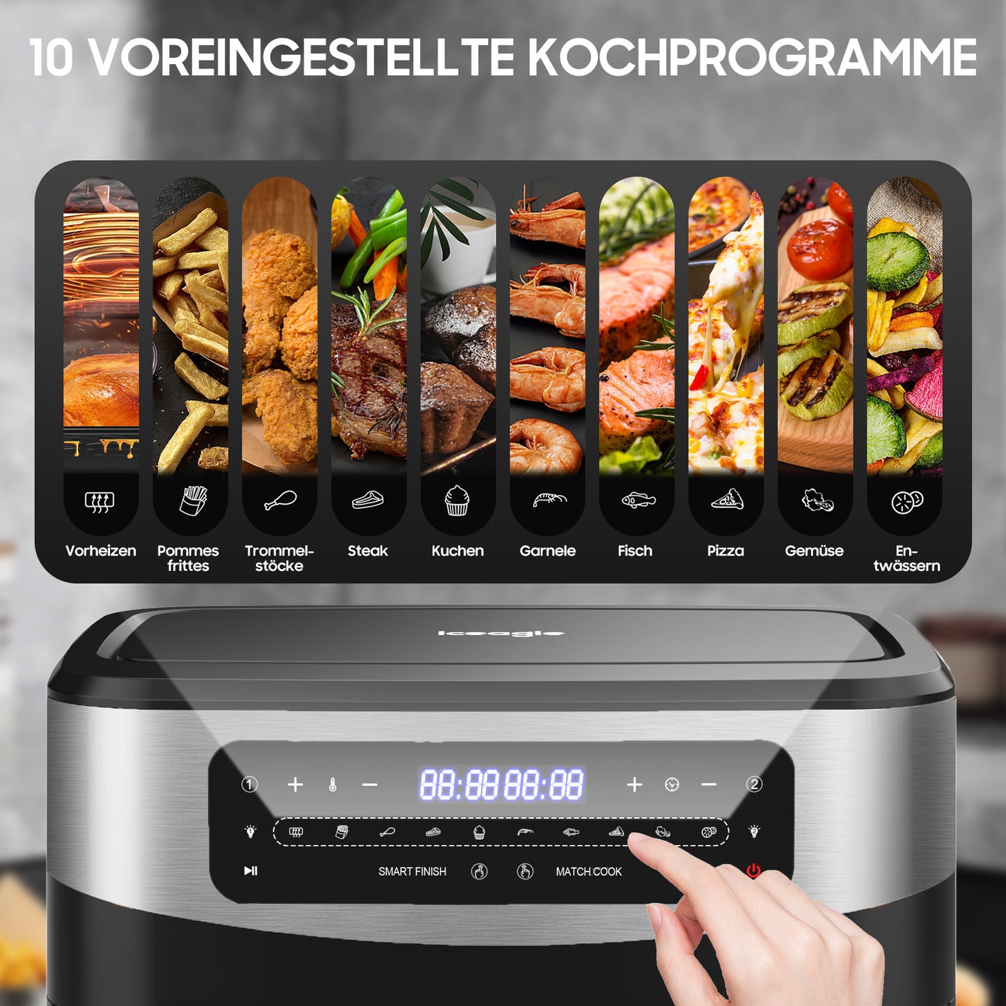 Airfryer – Heteluchtfriteuse – Snackmaker – Digitale Friteuse – Gezonde Airfryer – 12L XXL Inhoud – Dubbele Kookkamers – 2600W Vermogen