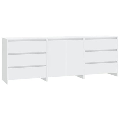 Sideboard – Dressoir – Opbergkast – Kastenmeubel – Wit – Set Van 3 – Hardhouten Materiaal – Verwijderbaar Compartiment