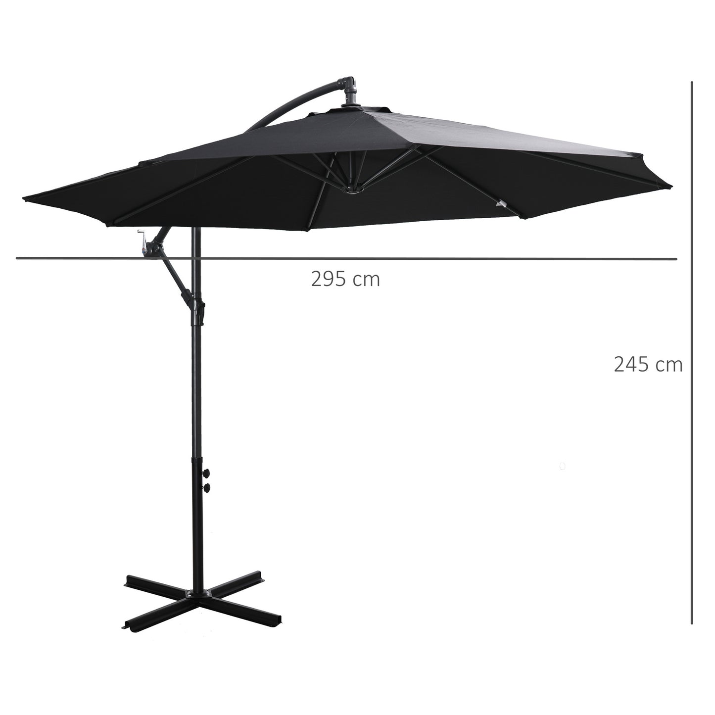 Parasol – Tuinparasol – Zonnescherm – Buitenparasol – Terrasparasol – Crèmekleurig – Diameter 3 Meter – Stalen Frame – Handmatige Kurkbediening