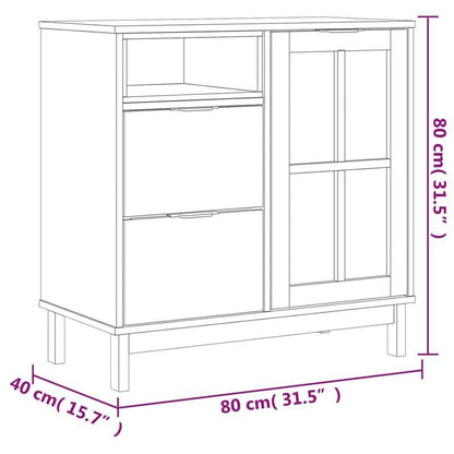 Sideboard with glass doors FLAM 80x40x80cm solid pine wood
