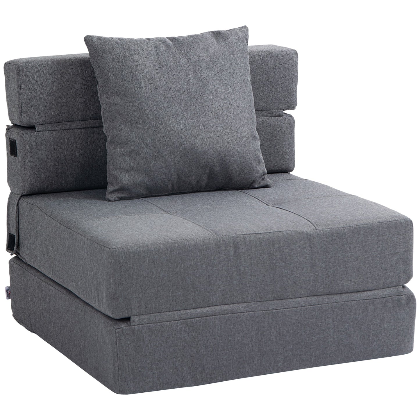 Sofa Bed – Slaapbank – Bedbank – Slaapstoel – Convertible Fauteuil – Grijs Stof – Removable Kussen – Comfortabel & Praktisch