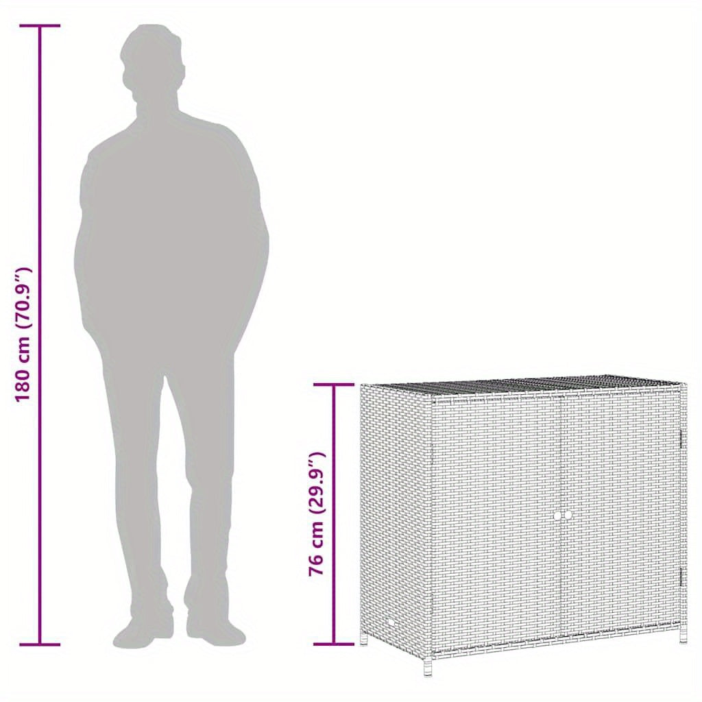 Opbergkast Buiten – Tuinkast – Tuinbox – Tuinkastje – Buitenberging – Grote Ruimte 83x45x76 cm – Duurzaam PE-Rattan Met Stalen Frame