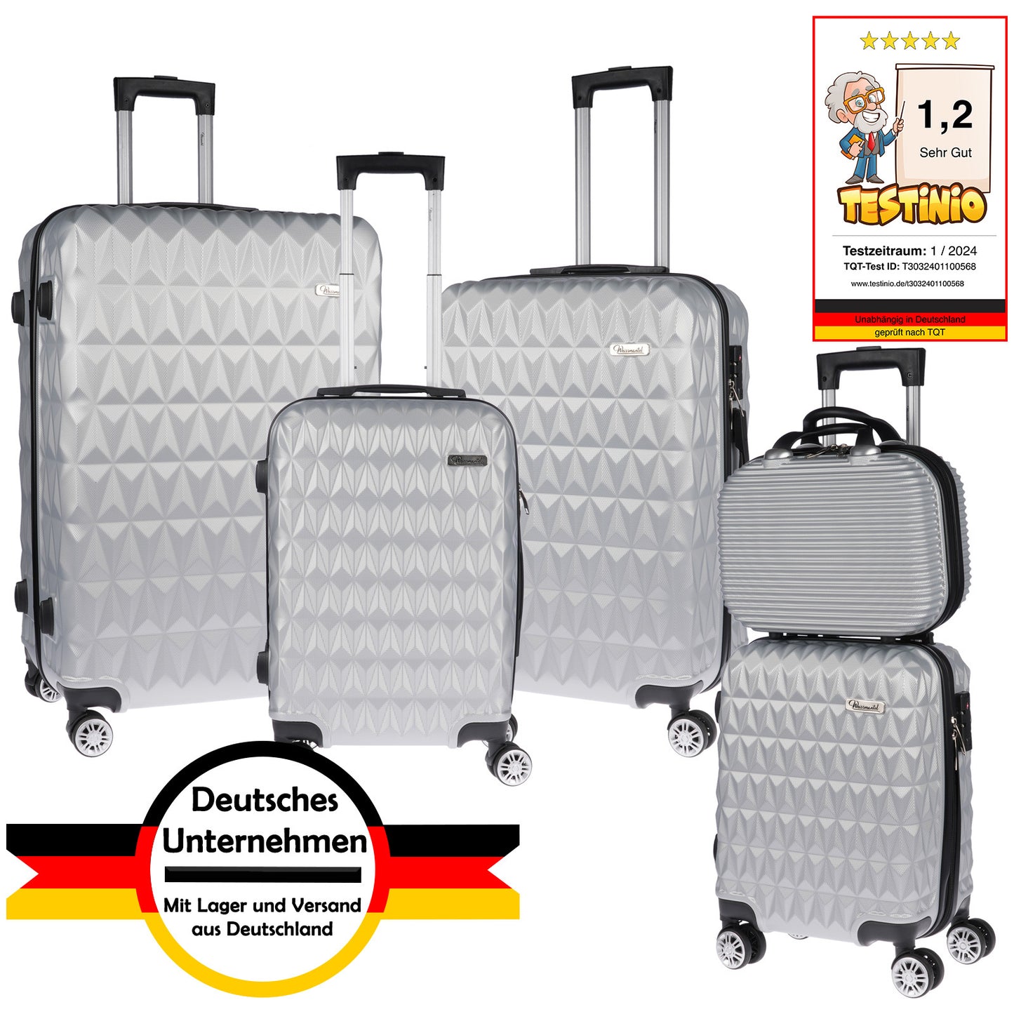 5-Delige Harde Koffer Set – Reiskoffers – Trolley’s – Bagageset – Uitbreidbare Koffers – XL Handbagage – 15% Meer Inhoud – TSA Slot & 360° Zwenkwielen – Zwart