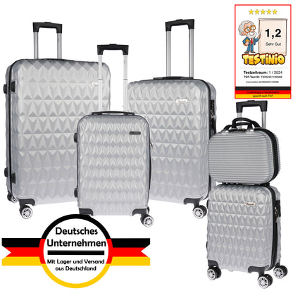 5-Delige Harde Koffer Set – Reiskoffers – Trolley’s – Bagageset – Uitbreidbare Koffers – XL Handbagage – 15% Meer Inhoud – TSA Slot & 360° Zwenkwielen – Zwart
