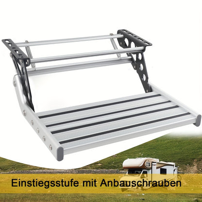 Opstap Caravan – Instaptrap Camper – Inklapbare Trede Motorhome – Reistrap Caravan – Aluminium Opstap – Draagvermogen 150 Kg – Compact En Roestvrij