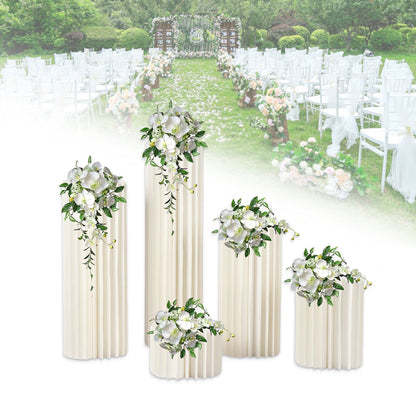 Tafeldecoratie – Bloemendisplays – Tafelstukken – Bruiloftdecoratie – Feestdecoratie – Set van 5 – Stevig Honingraatkarton – Verschillende Hoogtes 20-100 cm
