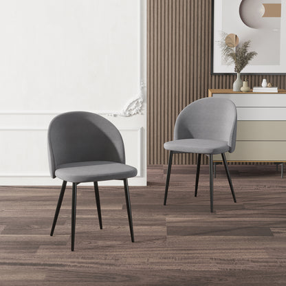 Eetkamerstoelen – Stoelen – Keukenstoelen – Dining Chairs – Design Stoelen – Set van 2 – Ergonomisch Comfort – Grijs Fluweel