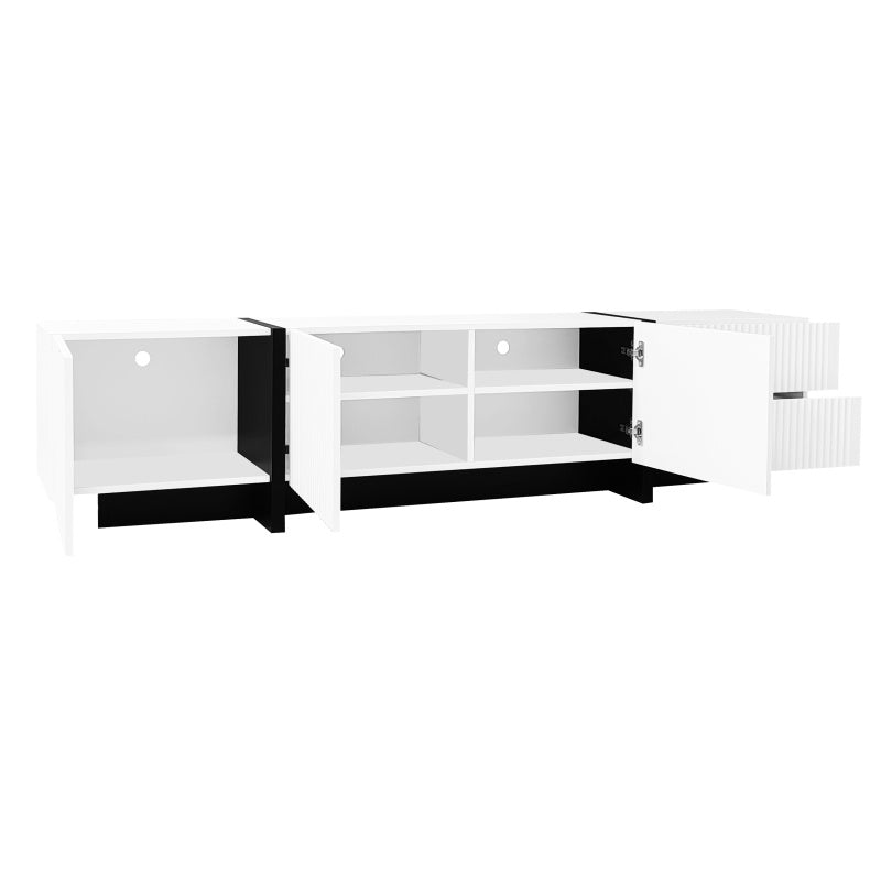 TV-kast – TV-meubel – Entertainmentmeubel – Mediameubel – Zwart-wit TV-meubel – 190 cm breed – Softclose deuren – MDF en spaanplaat