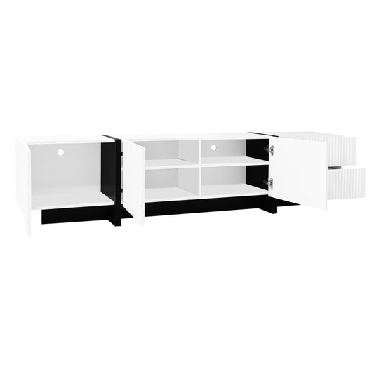 TV-kast – TV-meubel – Entertainmentmeubel – Mediameubel – Zwart-wit TV-meubel – 190 cm breed – Softclose deuren – MDF en spaanplaat