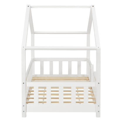 Kinderbed – kinderbedje – peuterbed – peuterbedje – huisbed – valbeveiliging – dennenhout – wit – 90x200 cm