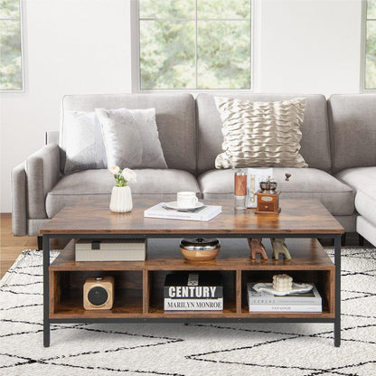 Salontafel – Koffietafel – Sofa Tafel – Woonkamertafel – Industriële Tafel – Metalen Frame – 110 x 60 cm – 6 Opbergruimtes