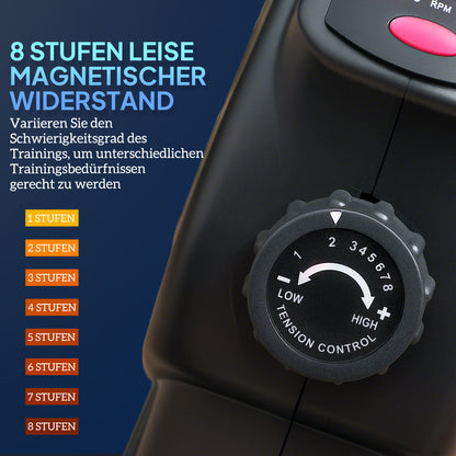 Mini Hometrainer – Stoelfiets – Bureaufiets – Beentrainer – Fietstrainer – 8 Weerstandsniveaus – Compact Metaal & Kunststof Design
