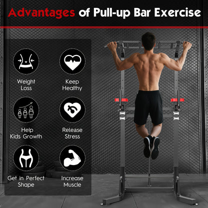 Adjustable Height Pull-up Bar with Backrest and Hydraulic System for Home Gym Strength Training Station - Suitable for Adults and Teenagers