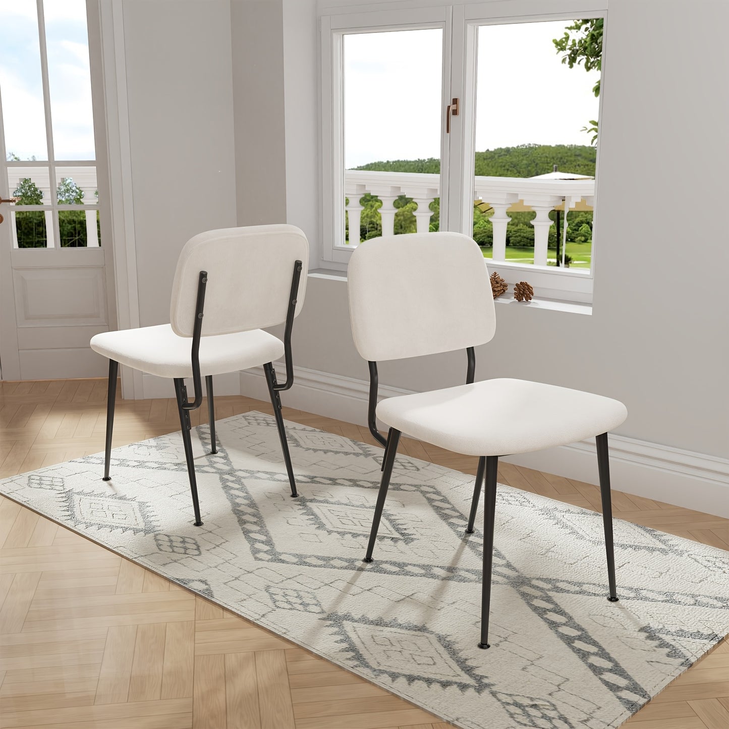 Eetkamerstoel – Stoel – Kuipstoel – Fauteuil – Draaistoel – Set Van 2 – Velvet Bekleding – Metalen Poten – Split Back Ontwerp – 47 Cm Zithoogte