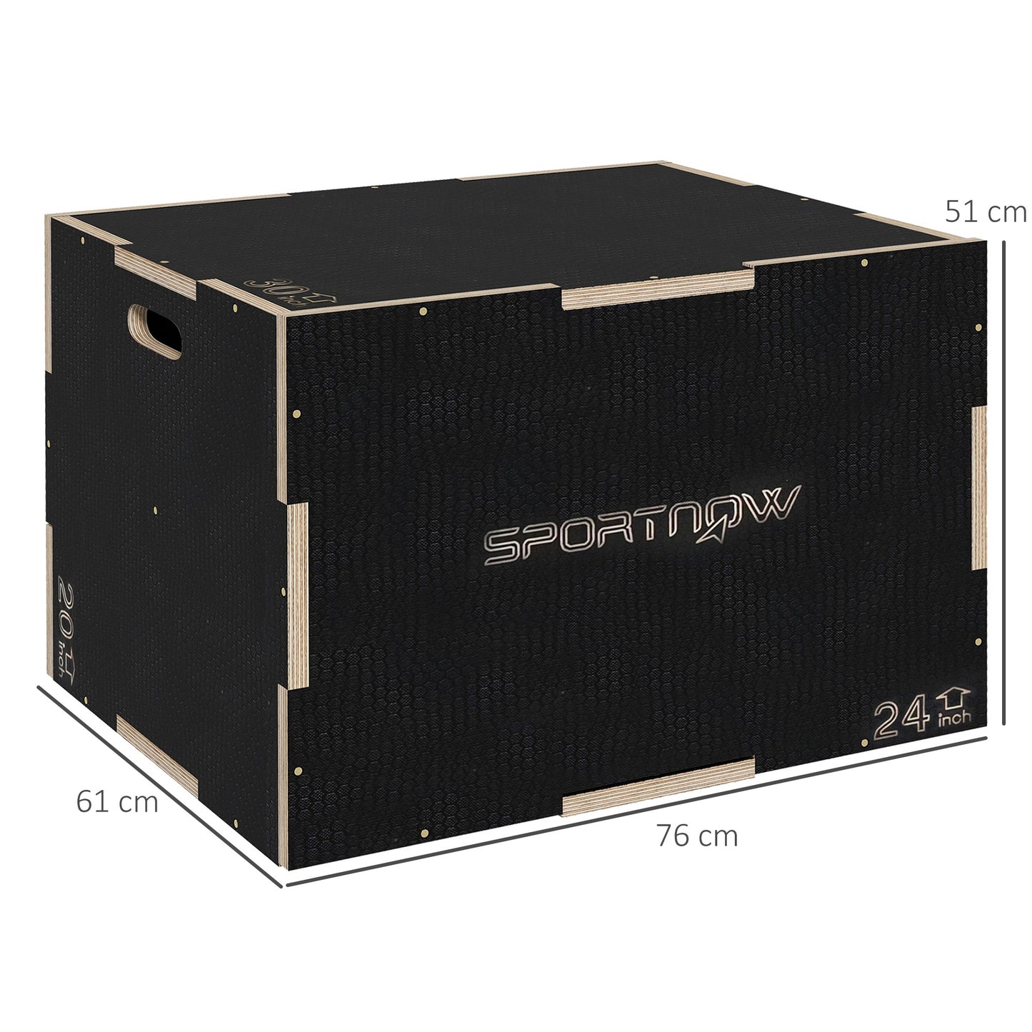 Plyobox – Sprongbox – Jumpbox – Fitness Box – Crossfit Box – 3 Hoogtes 51/61/76 cm – Stevig Beukenhout
